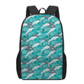 Dolphin Riding Waves Pattern Print 17 Inch Backpack