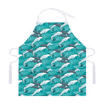 Dolphin Riding Waves Pattern Print Adjustable Apron