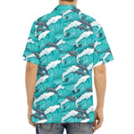 Dolphin Riding Waves Pattern Print Aloha Shirt
