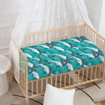 Dolphin Riding Waves Pattern Print Baby Crib Sheet