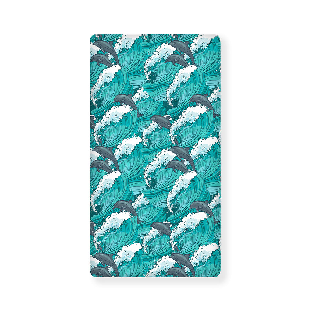 Dolphin Riding Waves Pattern Print Baby Crib Sheet