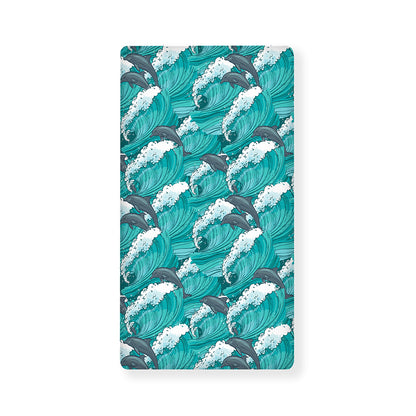 Dolphin Riding Waves Pattern Print Baby Crib Sheet