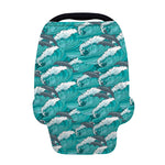 Dolphin Riding Waves Pattern Print Baby Seat Cover
