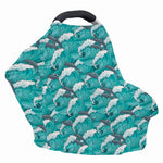 Dolphin Riding Waves Pattern Print Baby Seat Cover