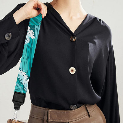 Dolphin Riding Waves Pattern Print Bag Strap