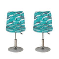 Dolphin Riding Waves Pattern Print Bar Stool Covers