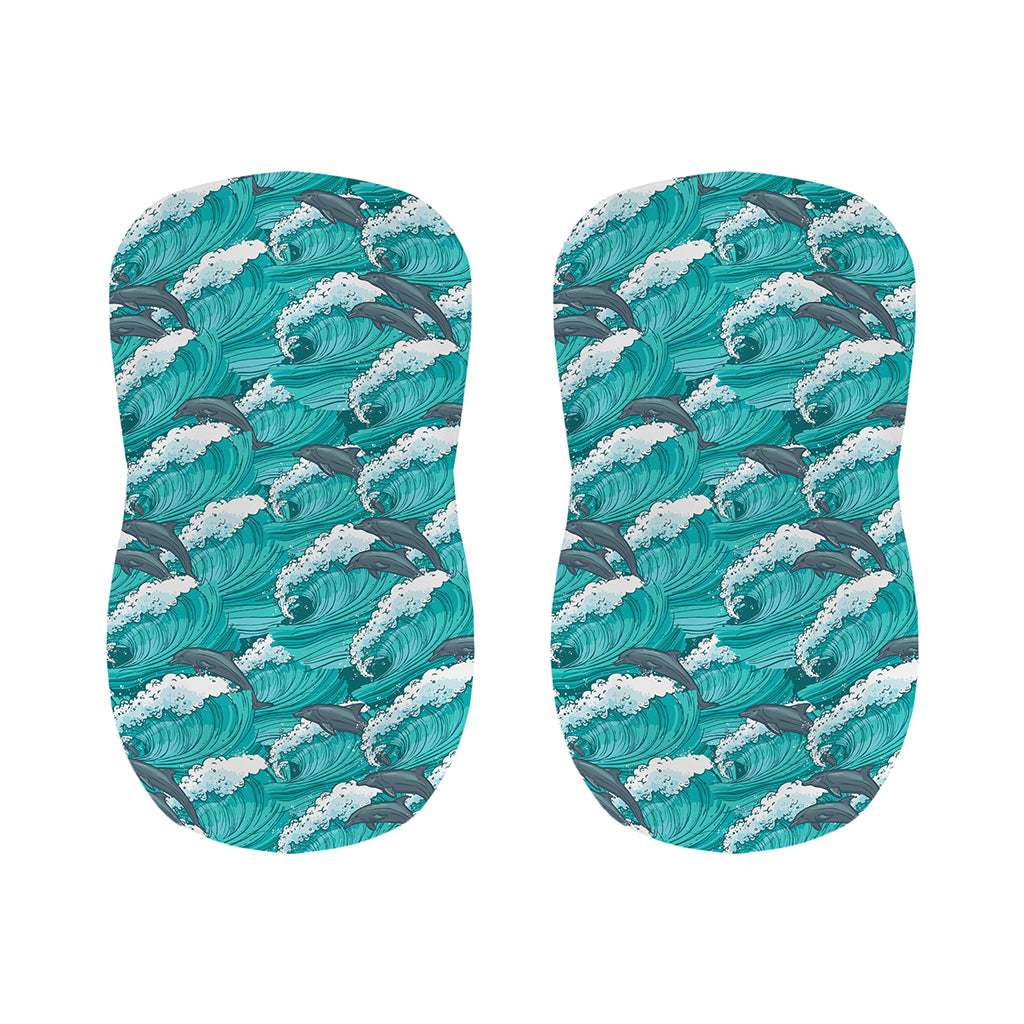 Dolphin Riding Waves Pattern Print Bar Stool Covers