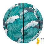 Dolphin Riding Waves Pattern Print Basketball