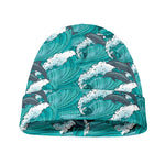 Dolphin Riding Waves Pattern Print Beanie