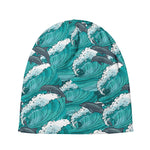 Dolphin Riding Waves Pattern Print Beanie
