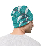 Dolphin Riding Waves Pattern Print Beanie