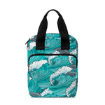 Dolphin Riding Waves Pattern Print Bible Tote Bag