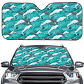 Dolphin Riding Waves Pattern Print Car Windshield Sun Shade
