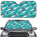 Dolphin Riding Waves Pattern Print Car Windshield Sun Shade