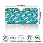 Dolphin Riding Waves Pattern Print Car Windshield Sun Shade