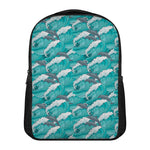 Dolphin Riding Waves Pattern Print Casual Backpack