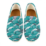 Dolphin Riding Waves Pattern Print Casual Shoes