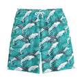 Dolphin Riding Waves Pattern Print Cotton Shorts