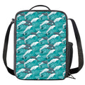 Dolphin Riding Waves Pattern Print Crossbody Lunch Bag