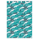 Dolphin Riding Waves Pattern Print Curtain