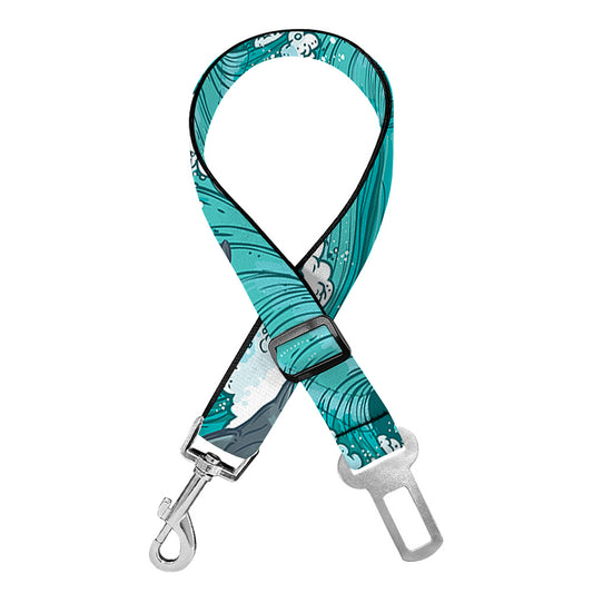 Dolphin Riding Waves Pattern Print Dog Seat Belt
