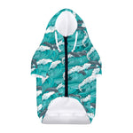 Dolphin Riding Waves Pattern Print Dog Zip Up Hoodie