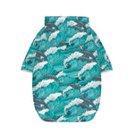 Dolphin Riding Waves Pattern Print Dog Zip Up Hoodie
