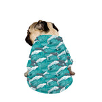 Dolphin Riding Waves Pattern Print Dog Zip Up Jacket