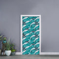 Dolphin Riding Waves Pattern Print Door Sticker