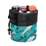 Dolphin Riding Waves Pattern Print Drawstring Makeup Bag