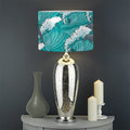 Dolphin Riding Waves Pattern Print Drum Lamp Shade