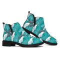 Dolphin Riding Waves Pattern Print Flat Ankle Boots