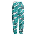 Dolphin Riding Waves Pattern Print Fleece Lined Knit Pants