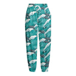 Dolphin Riding Waves Pattern Print Fleece Lined Knit Pants