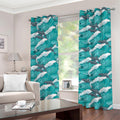 Dolphin Riding Waves Pattern Print Grommet Curtains