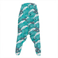 Dolphin Riding Waves Pattern Print Hammer Pants