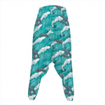 Dolphin Riding Waves Pattern Print Hammer Pants