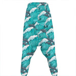 Dolphin Riding Waves Pattern Print Hammer Pants