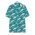 Dolphin Riding Waves Pattern Print Hawaiian Shirt