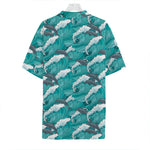 Dolphin Riding Waves Pattern Print Hawaiian Shirt