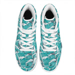 Dolphin Riding Waves Pattern Print High Top Leather Sneakers