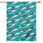 Dolphin Riding Waves Pattern Print House Flag