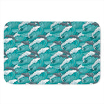 Dolphin Riding Waves Pattern Print Indoor Door Mat