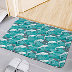 Dolphin Riding Waves Pattern Print Indoor Door Mat