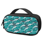 Dolphin Riding Waves Pattern Print Insulin Cooler Travel Case
