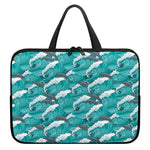 Dolphin Riding Waves Pattern Print Laptop Sleeve With Handle