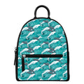 Dolphin Riding Waves Pattern Print Leather Backpack