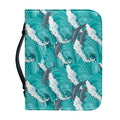 Dolphin Riding Waves Pattern Print Leather Bible Cover