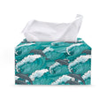 Dolphin Riding Waves Pattern Print Leather Tissue Box Cover
