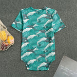 Dolphin Riding Waves Pattern Print Men's Bodysuit